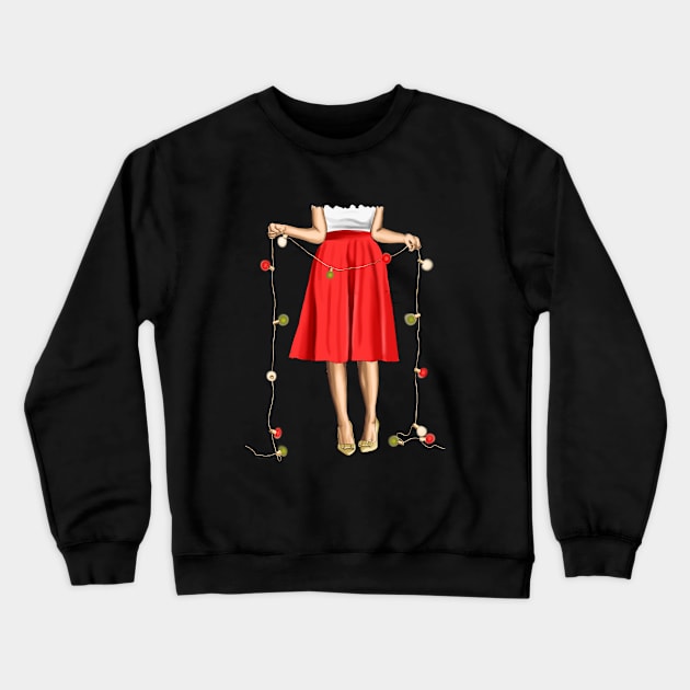 Holding Christmas Lights Crewneck Sweatshirt by elzafoucheartist